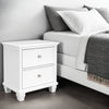 Ashley Heno Nightstand | 2 Wide Storage Drawers | Nickel Round Knobs | White BM328172