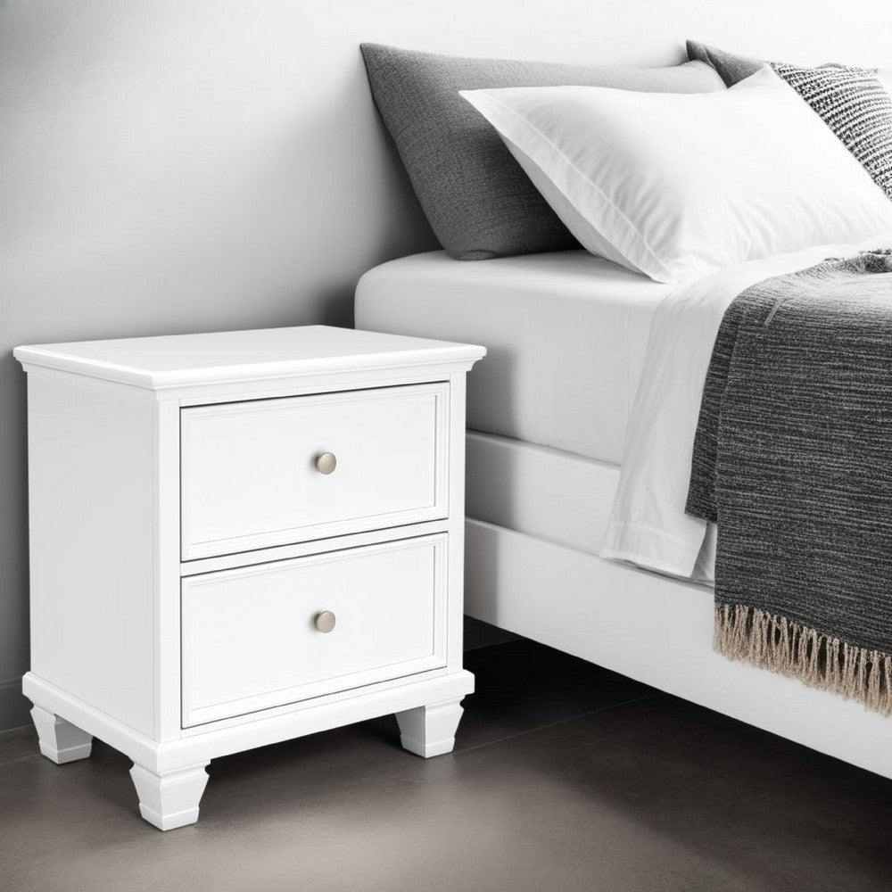 Ashley Heno Nightstand | 2 Wide Storage Drawers | Nickel Round Knobs | White BM328172