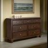 Ashley Reno Wide Dresser | 7 Storage Drawers | Nickel Round Knobs | Brown