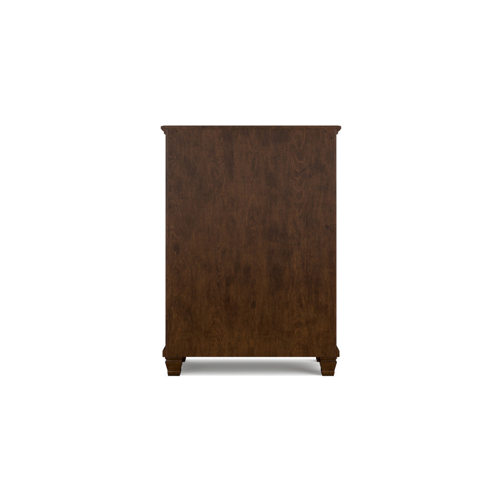 Ashley Reno Tall Dresser Chest | 5 Drawer Nickel Knobs | Brown Solid Wood BM328174