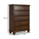 Ashley Reno Tall Dresser Chest | 5 Drawer Nickel Knobs | Brown Solid Wood BM328174