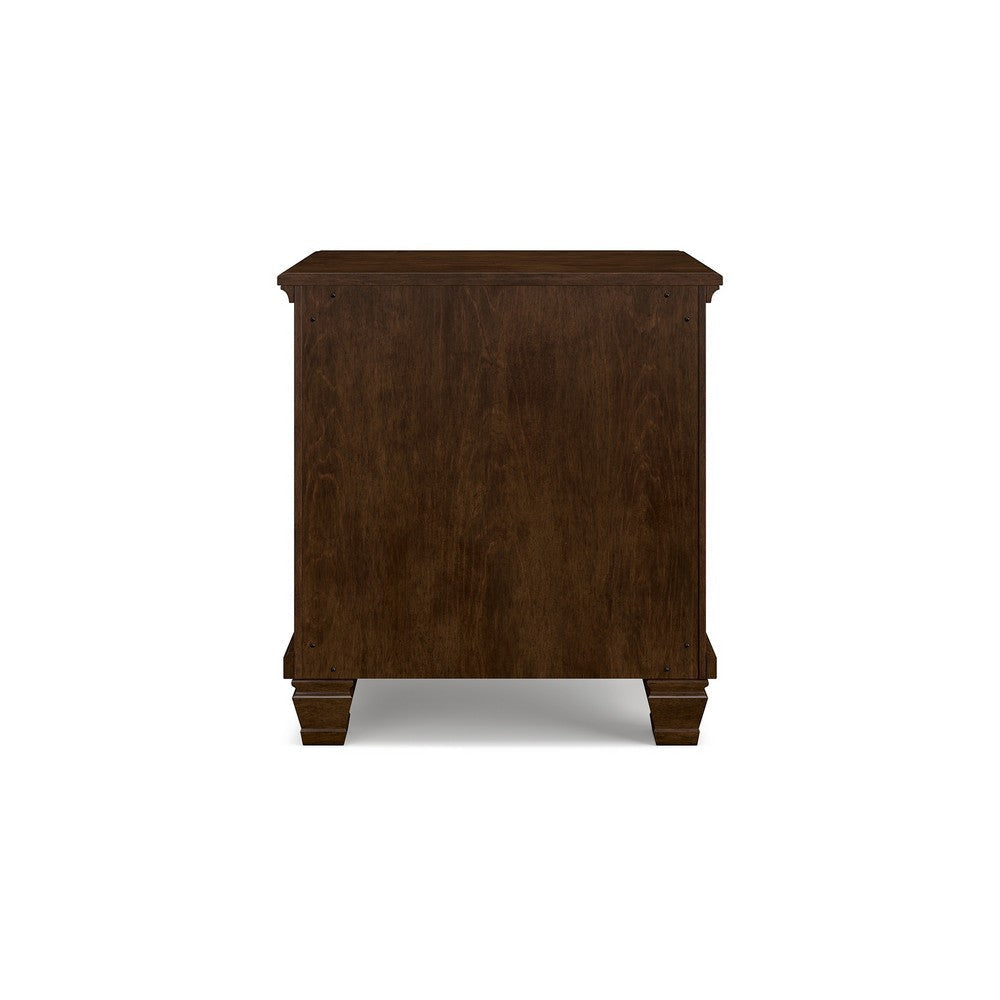 Ashley Reno Nightstand | 2 Drawers | Nickel Round Knobs | Brown Solid Wood BM328175