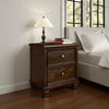 Ashley Reno Nightstand | 2 Drawers | Nickel Round Knobs | Brown Solid Wood BM328175