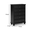 Ashley Lemo Tall Dresser Chest | 5 Drawer | Nickel Knobs | Black Solid Wood