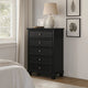 Ashley Lemo Tall Dresser Chest | 5 Drawer | Nickel Knobs | Black Solid Wood