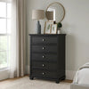 Ashley Lemo Tall Dresser Chest | 5 Drawer | Nickel Knobs | Black Solid Wood