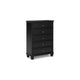 Ashley Lemo Tall Dresser Chest | 5 Drawer | Nickel Knobs | Black Solid Wood