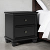 Ashley Lemo Nightstand | 2 Wide Drawers | Nickel Knobs | Black Solid Wood