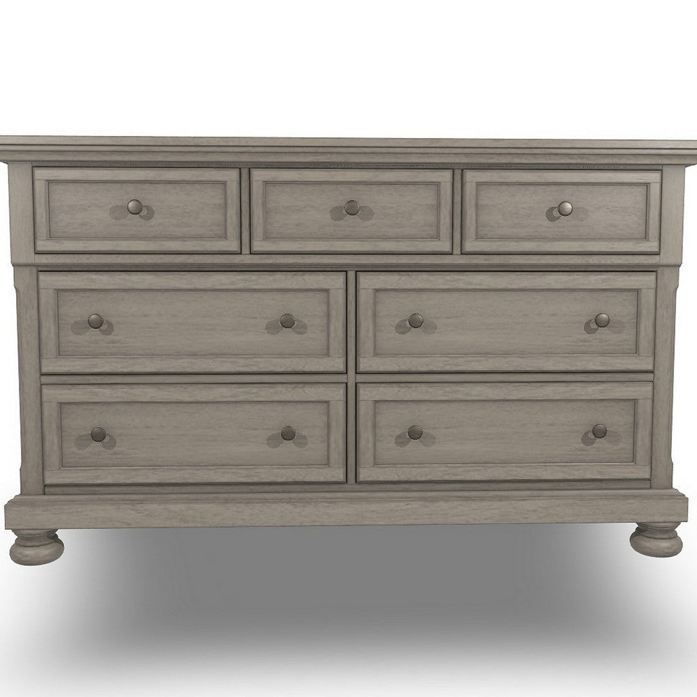 Ashley Ryno Wide Dresser | 7 Drawers | Pull Tray | Silver Round Knobs | Gray BM328181