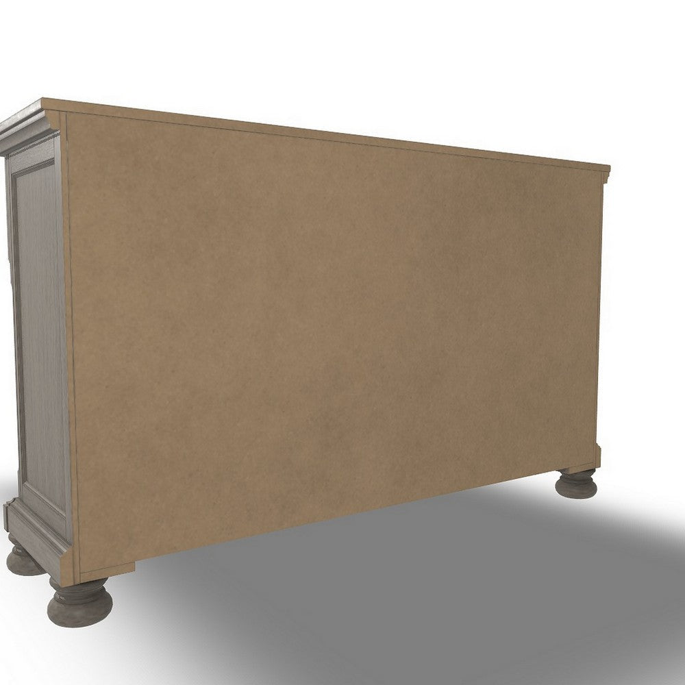 Ashley Ryno Wide Dresser | 7 Drawers | Pull Tray | Silver Round Knobs | Gray BM328181