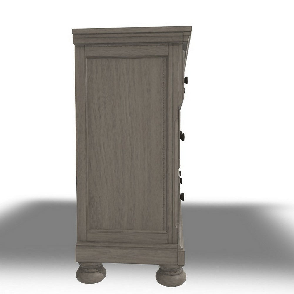 Ashley Ryno Wide Dresser | 7 Drawers | Pull Tray | Silver Round Knobs | Gray BM328181