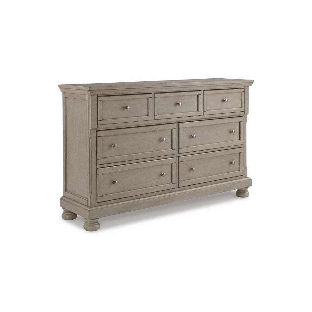 Ashley Ryno Wide Dresser | 7 Drawers | Pull Tray | Silver Round Knobs | Gray BM328181