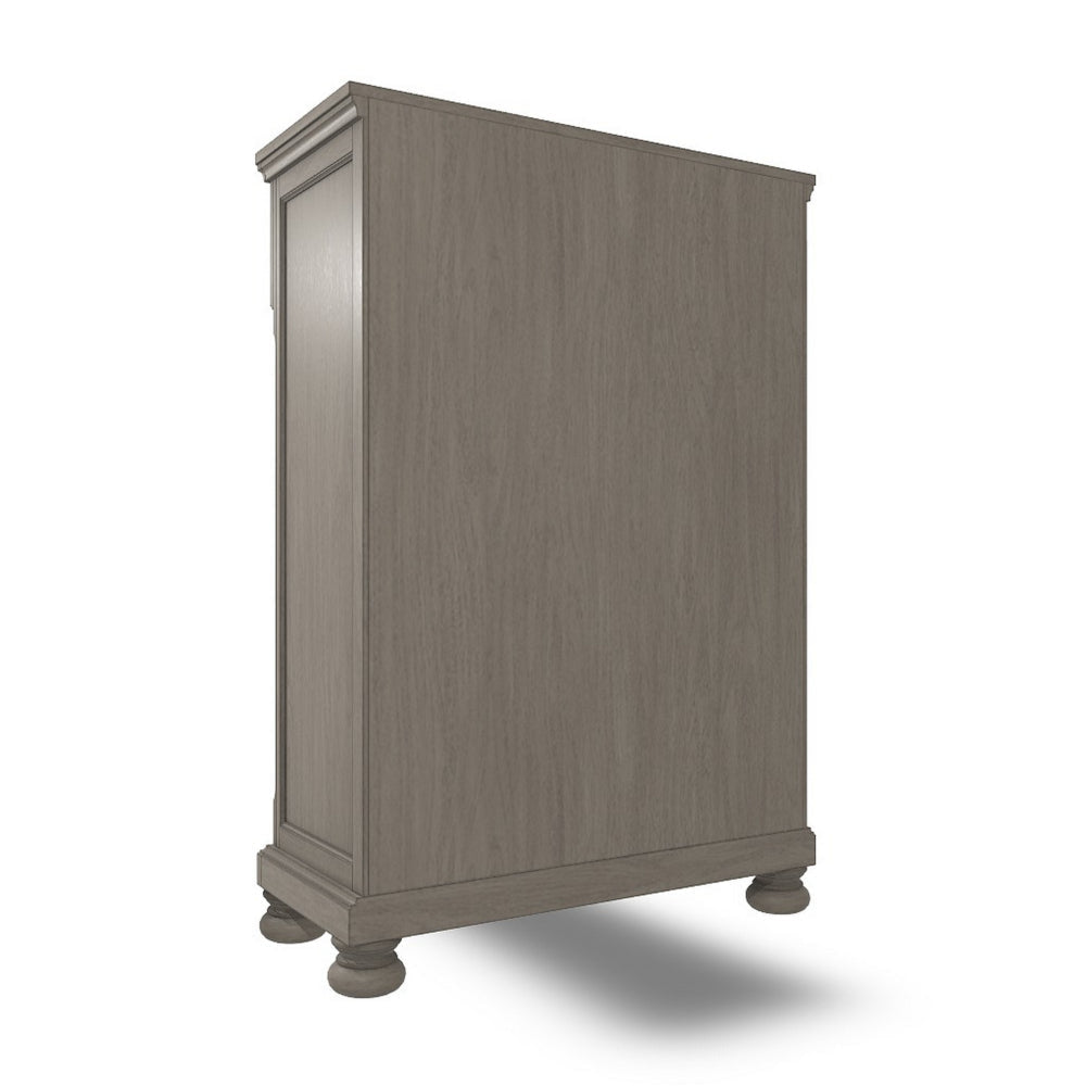 Ashley Ryno Tall Dresser Chest | 5 Drawer | Tray | Silver Round Knobs | Gray BM328182
