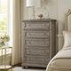 Ashley Ryno Tall Dresser Chest | 5 Drawer | Tray | Silver Round Knobs | Gray