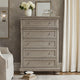 Ashley Ryno Tall Dresser Chest | 5 Drawer | Tray | Silver Round Knobs | Gray