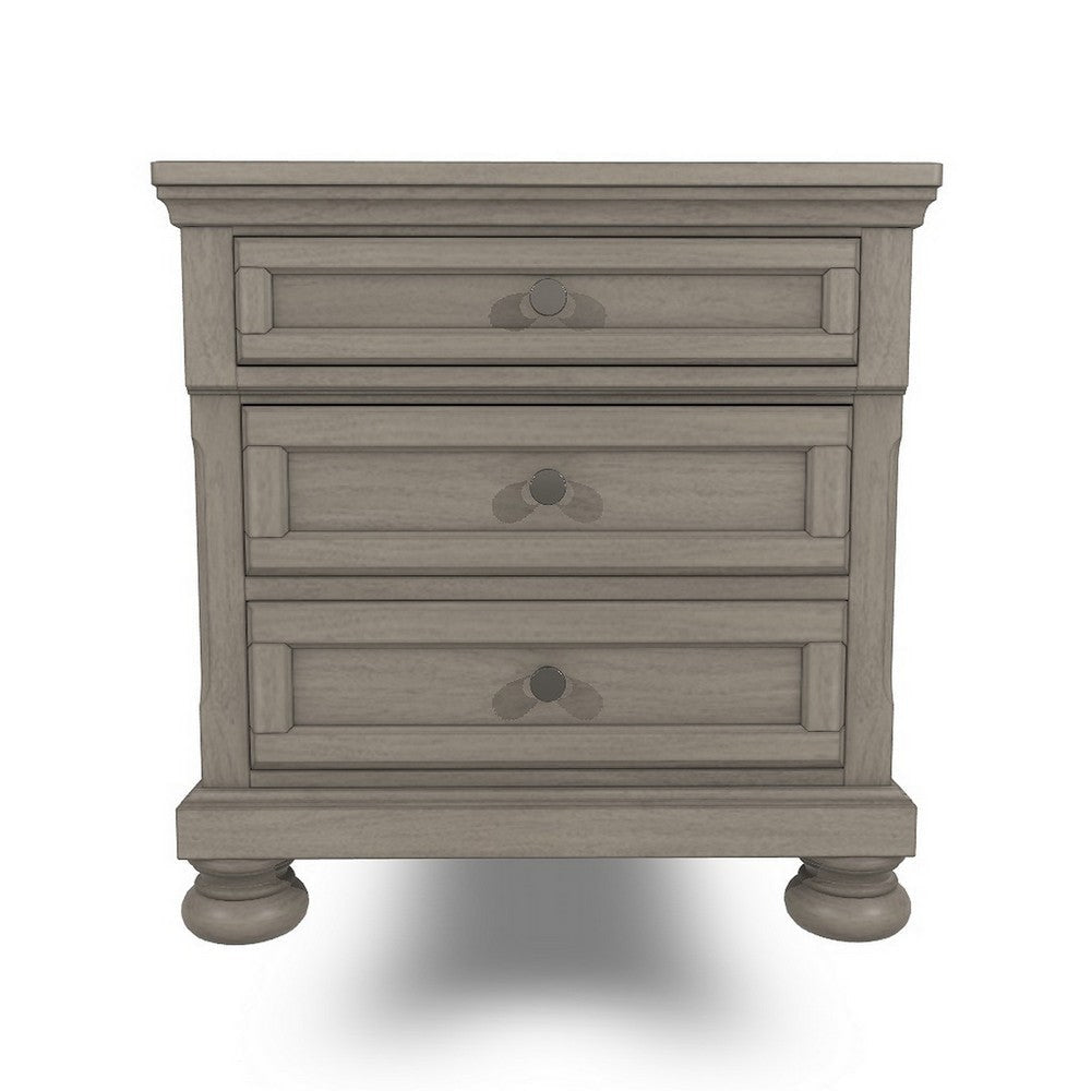 Ashley Ryno Nightstand | 2 Drawers | Pull Tray | Nickel Round Knobs | Gray BM328183