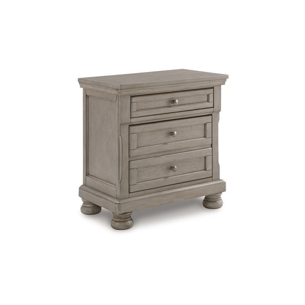 Ashley Ryno Nightstand | 2 Drawers | Pull Tray | Nickel Round Knobs | Gray BM328183