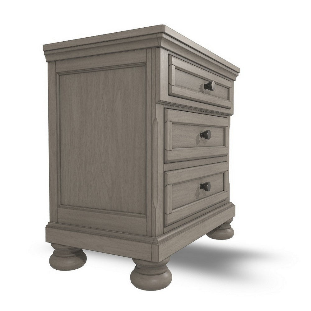 Ashley Ryno Nightstand | 2 Drawers | Pull Tray | Nickel Round Knobs | Gray BM328183
