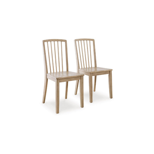 Ashley Glim Dining Side Chair Set of 2 | Brown Hardwood Seat w Slatted Back