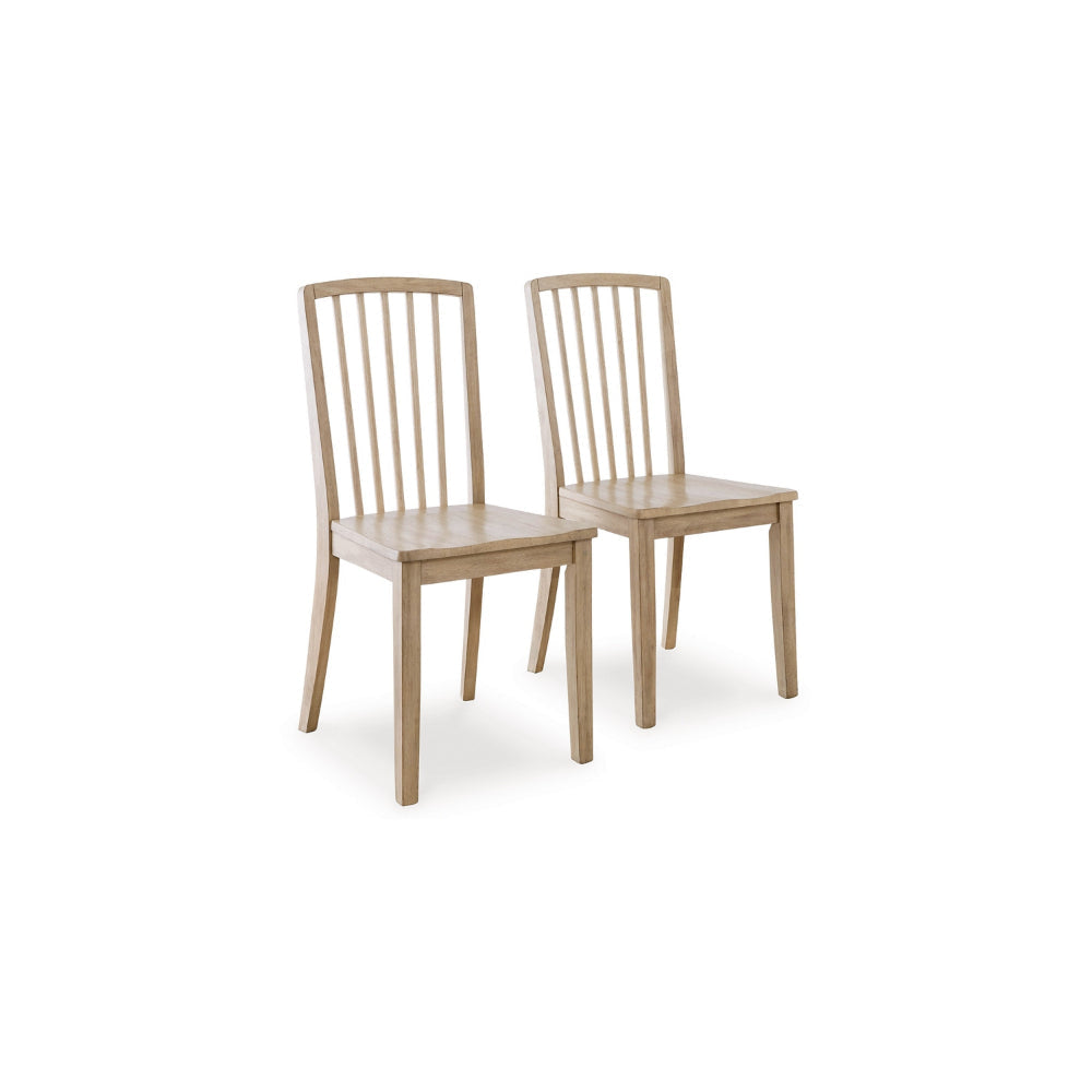 Ashley Glim Dining Side Chair Set of 2 | Brown Hardwood Seat w Slatted Back