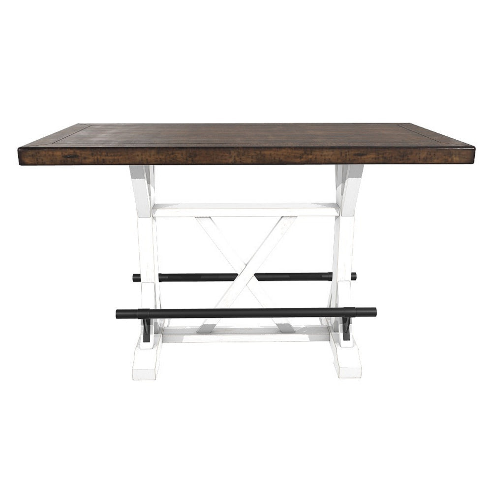 Ashley Becy Counter Height Dining Table | 60’’ | White and Brown Pine Wood BM328191