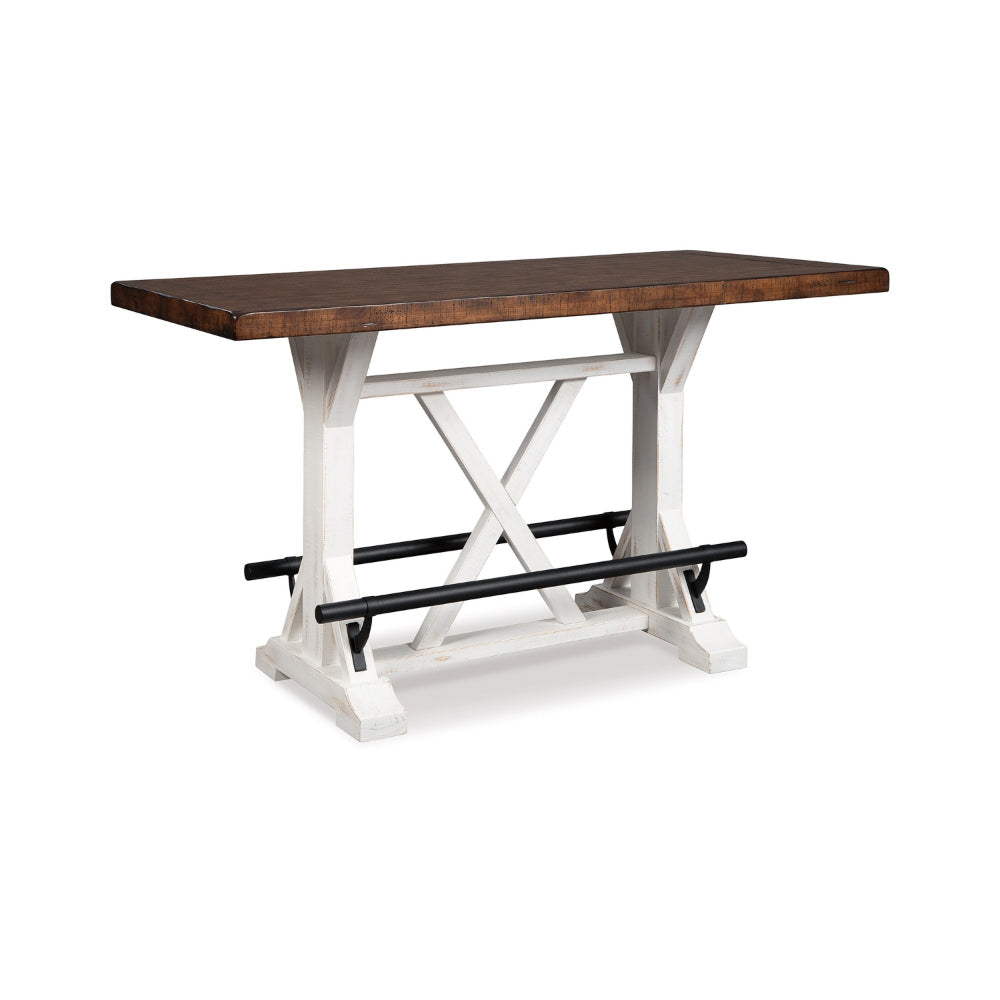 Ashley Becy Counter Height Dining Table | 60" | White and Brown Pine Wood