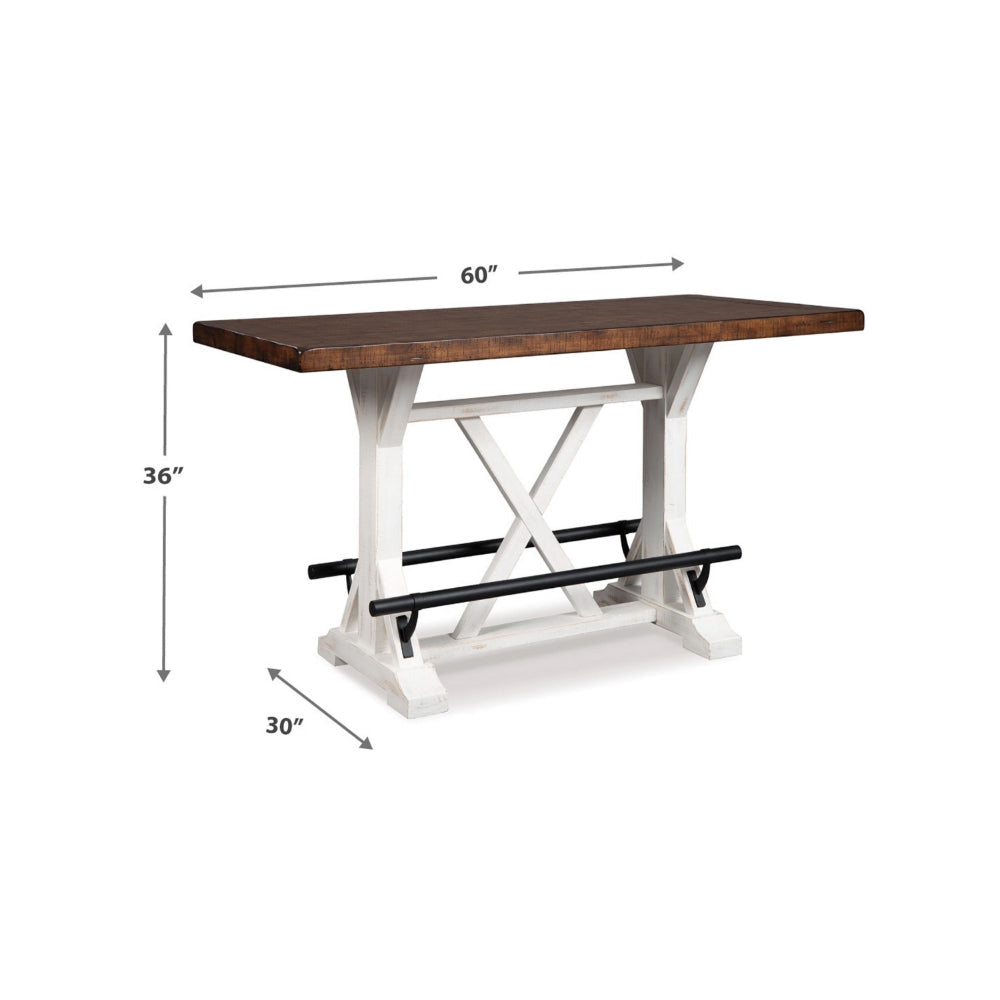 Ashley Becy Counter Height Dining Table | 60’’ | White and Brown Pine Wood BM328191