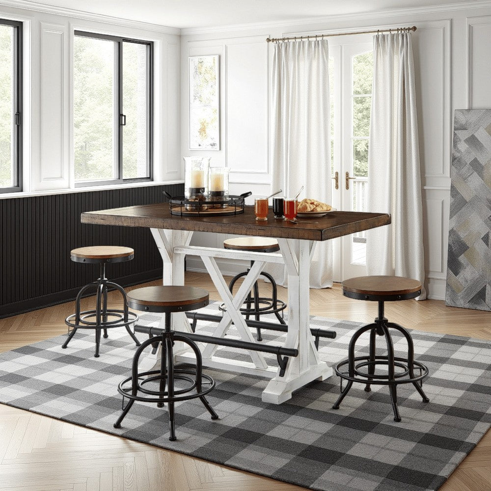 Ashley Becy Counter Height Dining Table | 60" | White and Brown Pine Wood
