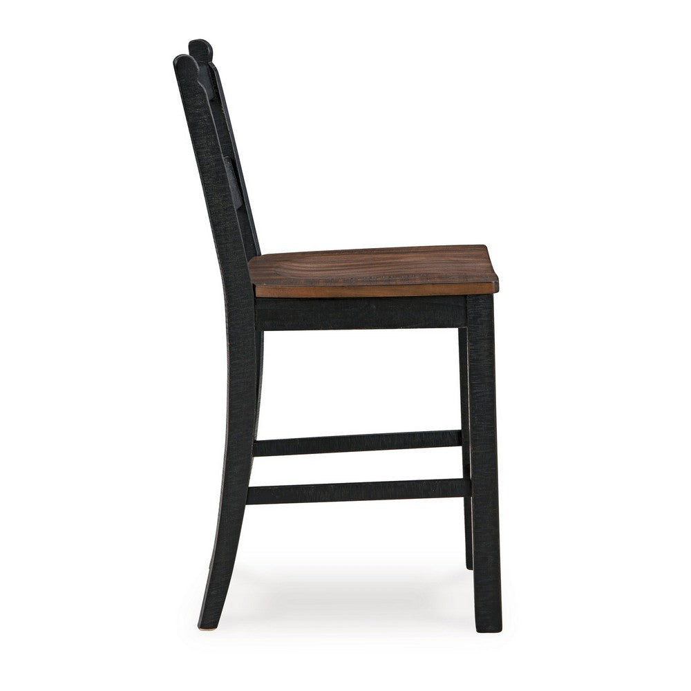 Ashley Becy Counter Height Chair Set of 2 | 24’’ | Black and Brown Wood BM328193