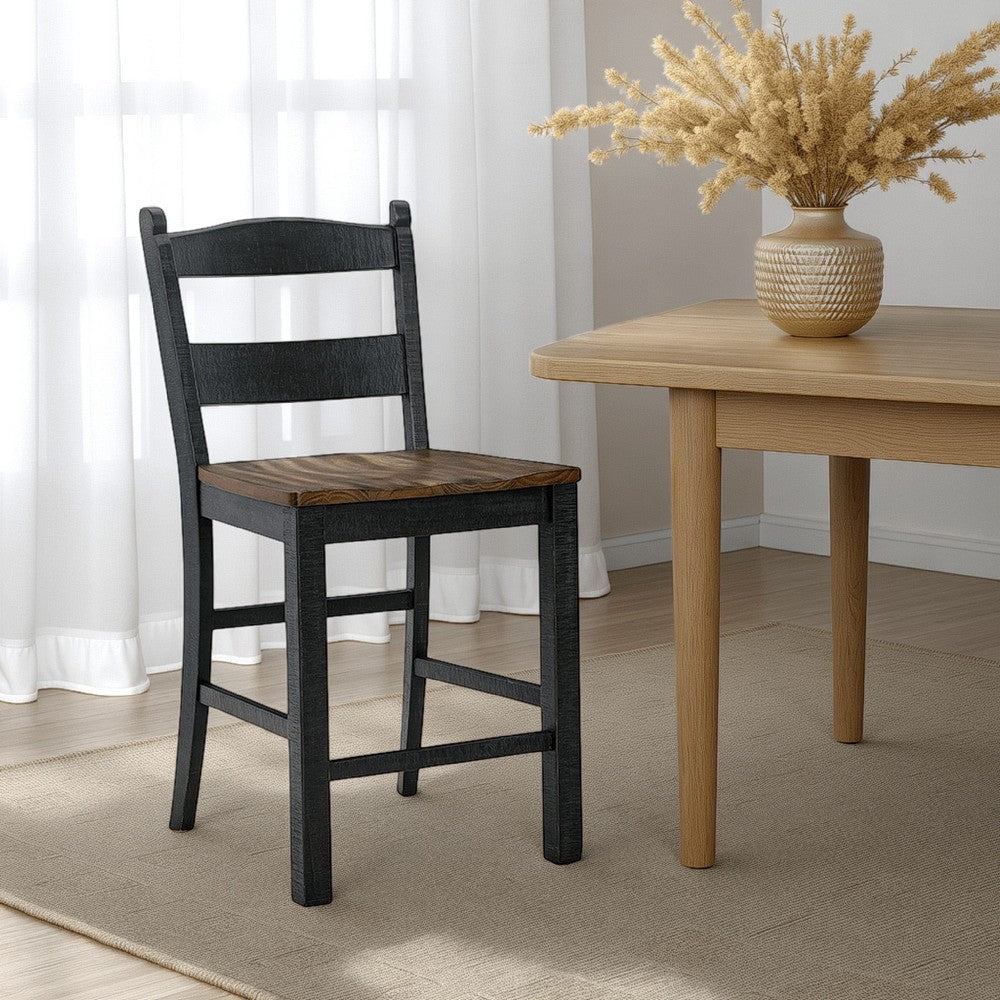 Ashley Becy Counter Height Chair Set of 2 | 24" | Black and Brown Wood