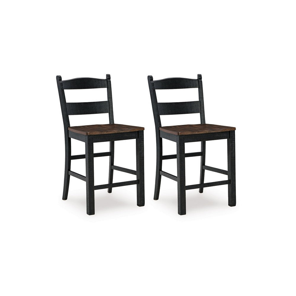 Ashley Becy Counter Height Chair Set of 2 | 24’’ | Black and Brown Wood BM328193