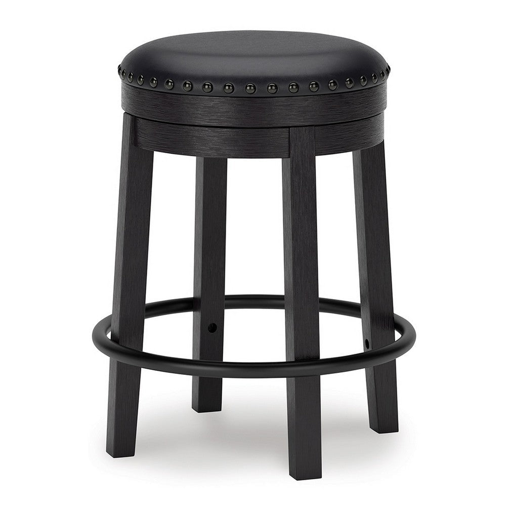 Ashley Becy Counter Height Swivel Stool | 24’’ | Black Faux Leather Seat BM328194
