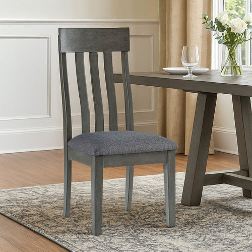 Ashley Haly Dining Side Chair Set of 2 | Solid Wood Gray Frame | Fabric Seat