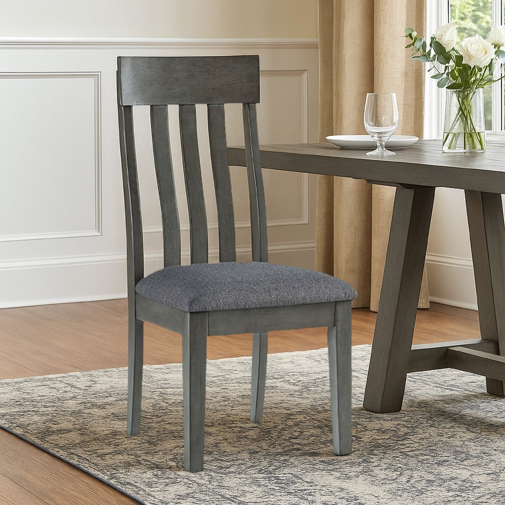 Ashley Haly Dining Side Chair Set of 2 | Solid Wood Gray Frame | Fabric Seat