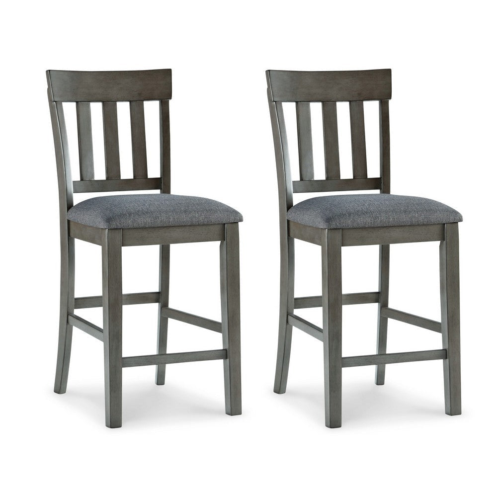 Ashley Haly Counter Height Chair Set of 2 | Gray Solid Wood Frame and Fabric BM328205