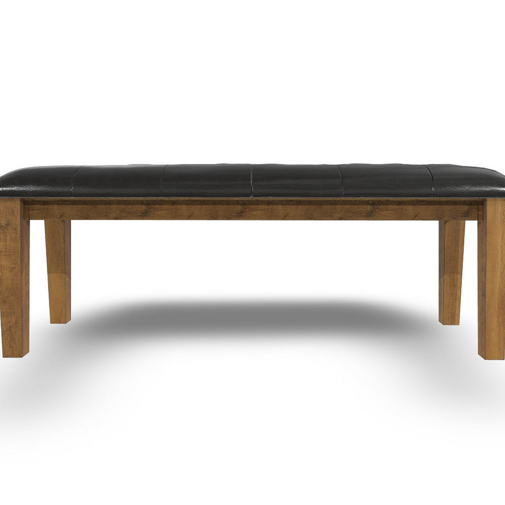 Ashley Raly Dining Bench | 50’’ | Plush Tufted Faux Leather Seat | Brown BM328206