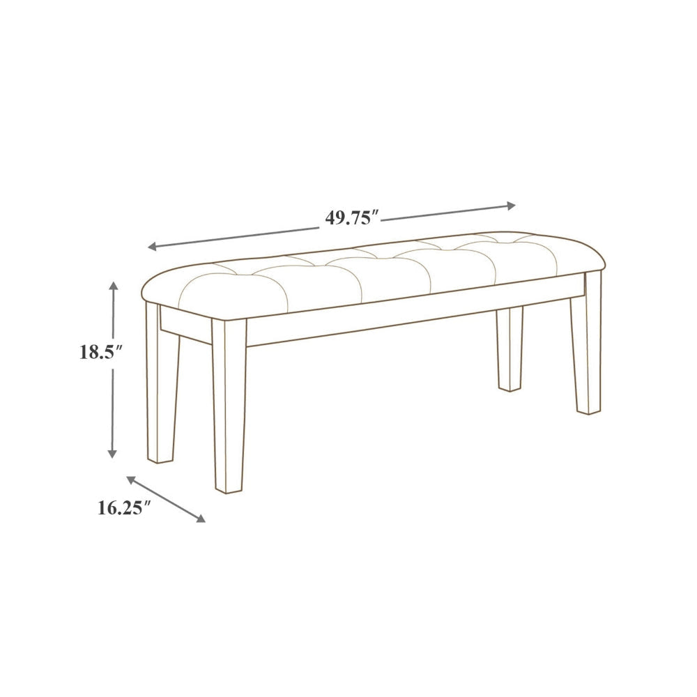 Ashley Raly Dining Bench | 50’’ | Plush Tufted Faux Leather Seat | Brown BM328206