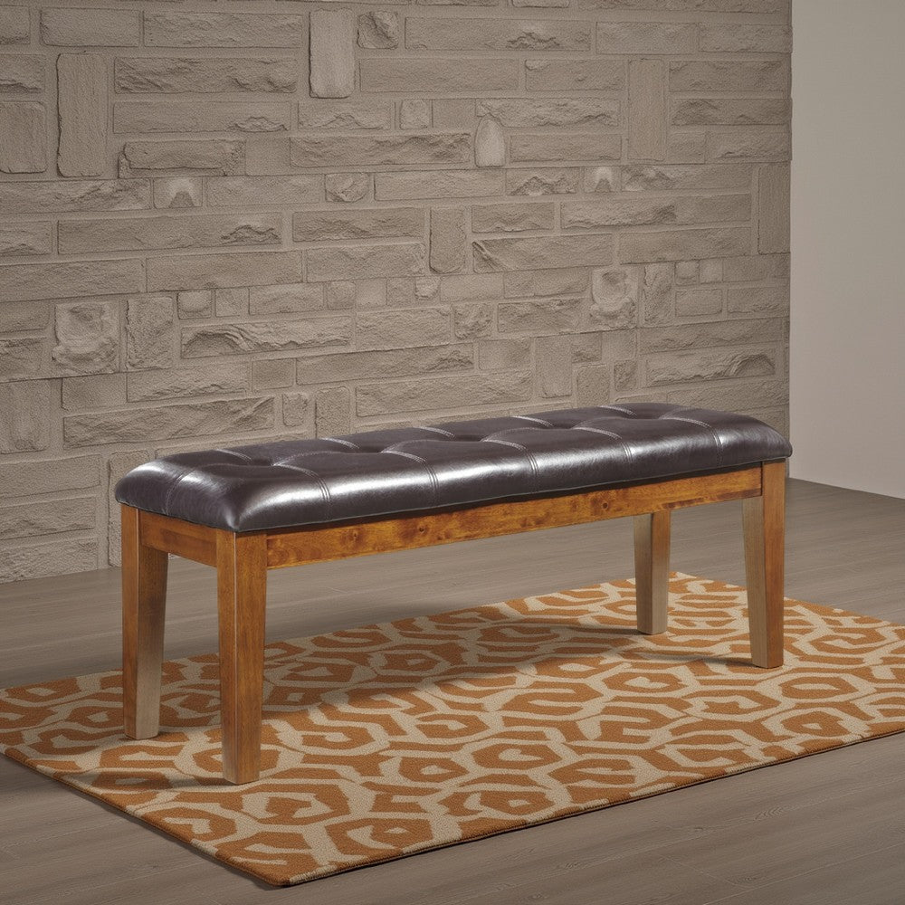 Ashley Raly Dining Bench | 50’’ | Plush Tufted Faux Leather Seat | Brown BM328206
