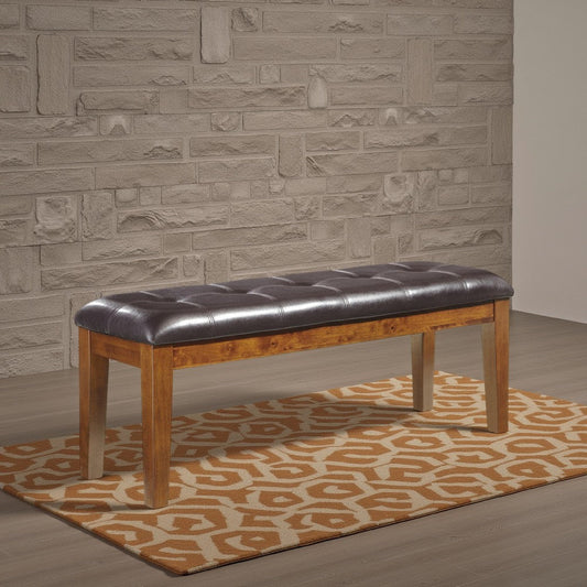 Ashley Raly Dining Bench | 50" | Plush Tufted Faux Leather Seat | Brown