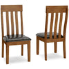 Ashley Raly Dining Side Chair Set of 2 | Brown Faux Leather | Slated Back