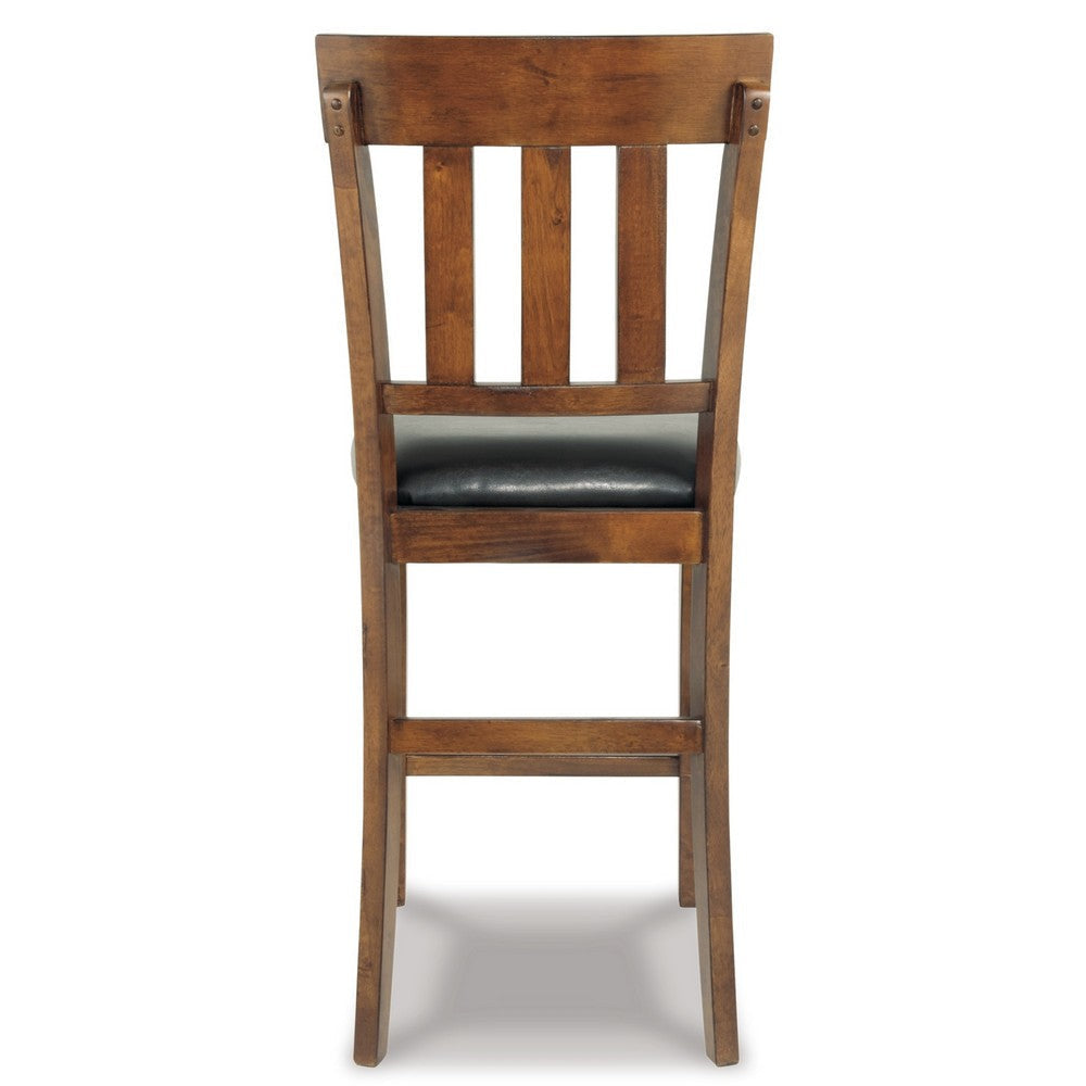 Ashley Raly Counter Height Chair Set of 2 | Brown Faux Leather | Slatted Back BM328208
