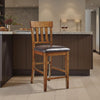 Ashley Raly Counter Height Chair Set of 2 | Brown Faux Leather | Slatted Back