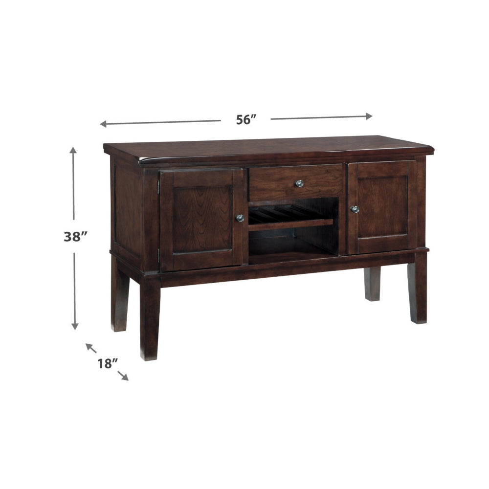 Ashley Raly Dining Sideboard Server | 56’’ | Wine Rack and 2 Cabinets | Brown BM328211