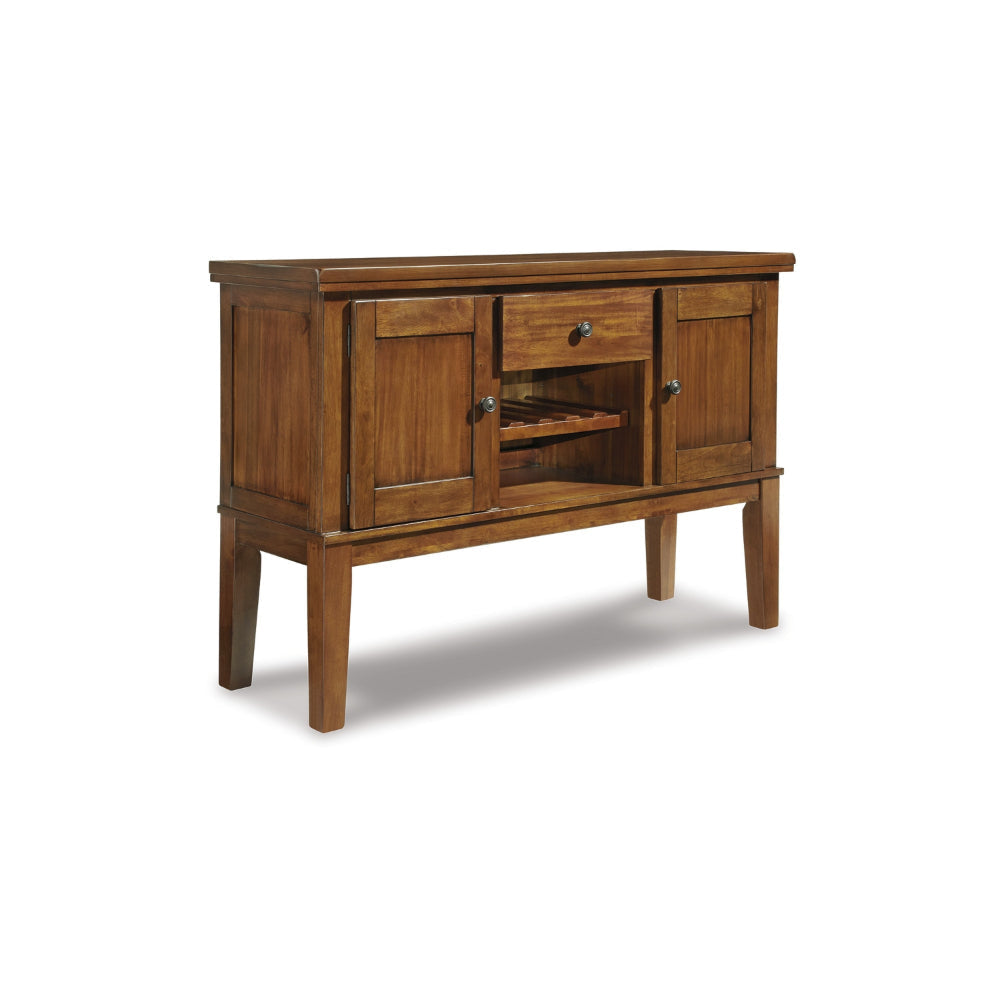 Ashley Raly Dining Sideboard Server | 56" | Wine Rack and 2 Cabinets | Brown