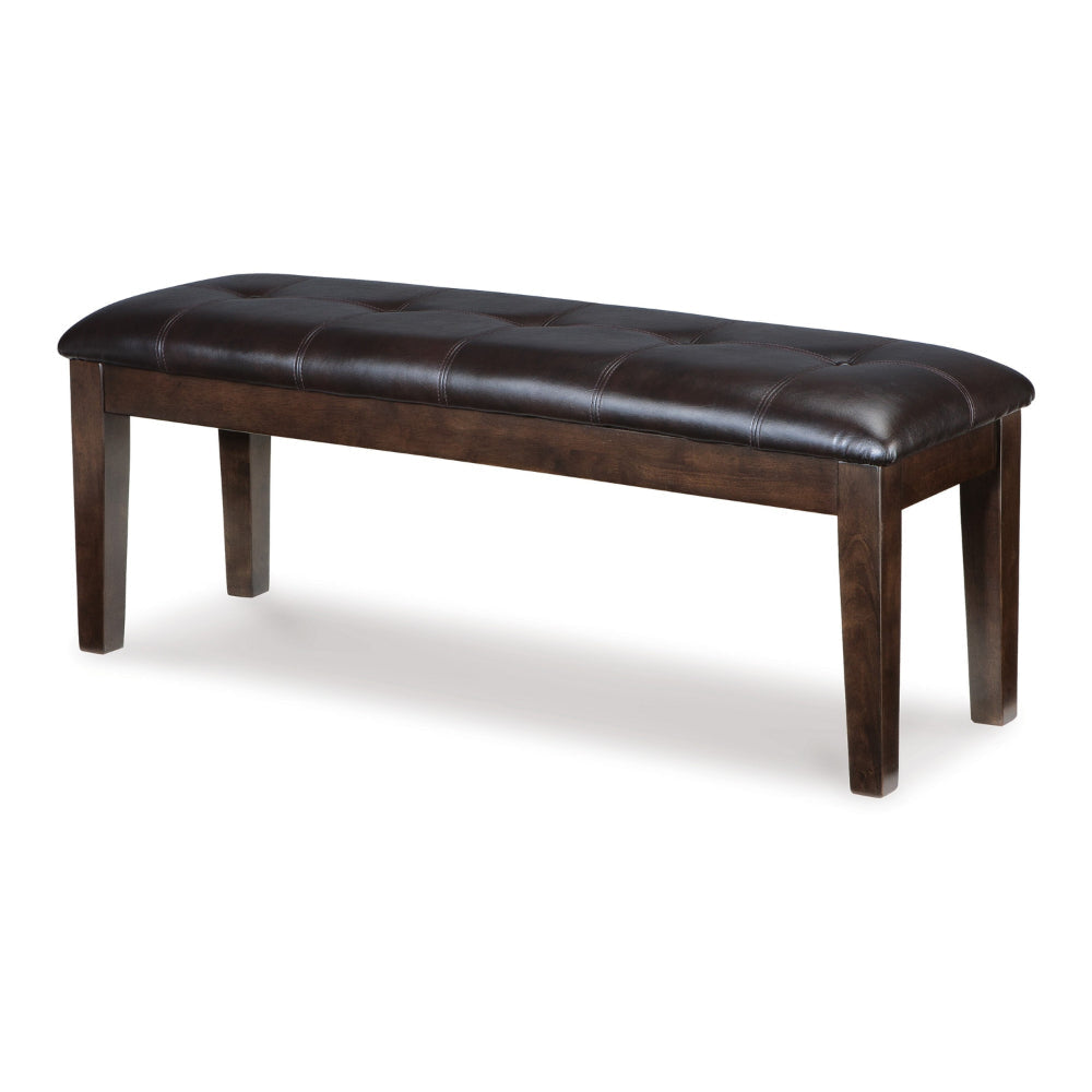 Ashley Hado Dining Bench | 49’’ | Tufted Faux Leather Seat | Dark Brown BM328212