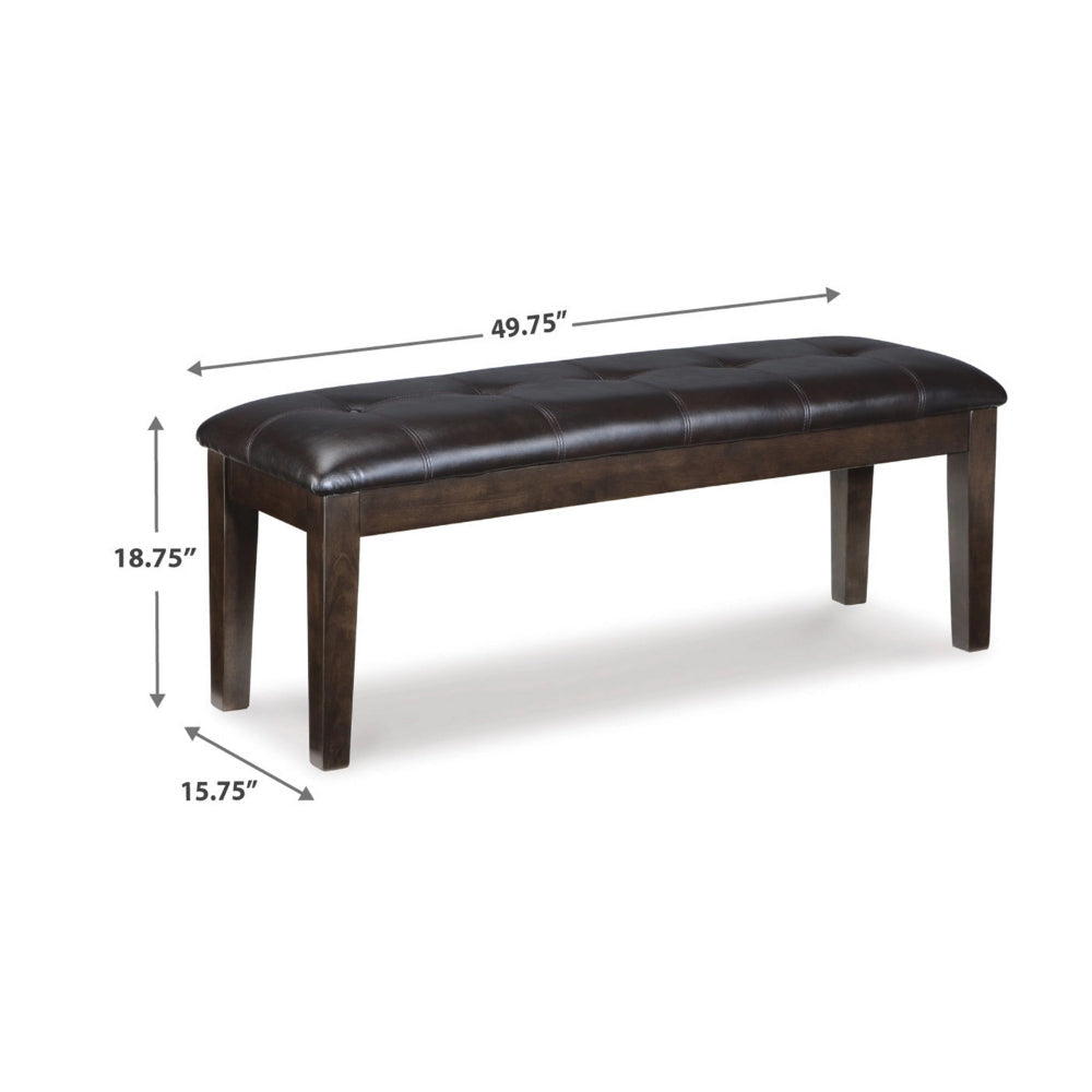 Ashley Hado Dining Bench | 49’’ | Tufted Faux Leather Seat | Dark Brown BM328212