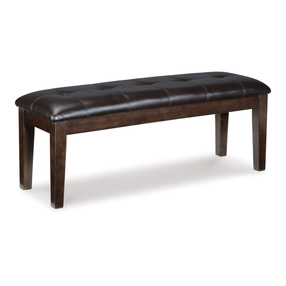 Ashley Hado Dining Bench | 49" | Tufted Faux Leather Seat | Dark Brown
