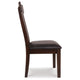 Ashley Hado Dining Chair Set of 2 | Dark Brown Faux Leather | Slatted Back BM328213