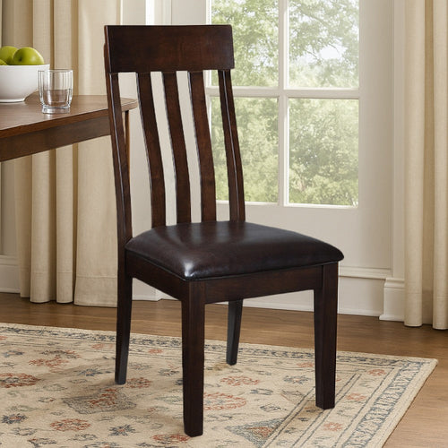 Ashley Hado Dining Chair Set of 2 | Dark Brown Faux Leather | Slatted Back
