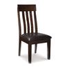 Ashley Hado Dining Chair Set of 2 | Dark Brown Faux Leather | Slatted Back